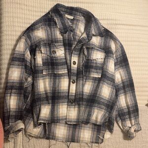 LA MIEL Navy and Cream Plaid Jacket